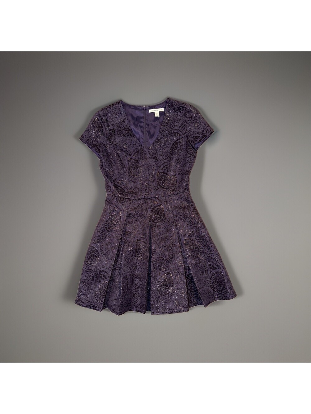 1169. Banana Republic Plum Purple Textured Print Dress Evening Wedding Sz 4P
